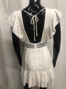 white v neck dress sample sale
