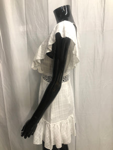 white v neck dress sample sale