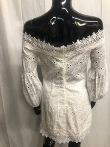 white bardot dress sample sale