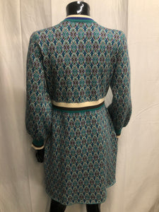 Teal patterned knitted dress  sample sale