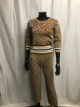 Load image into Gallery viewer, Brown patterned with sequin leisurewear set  sample sale