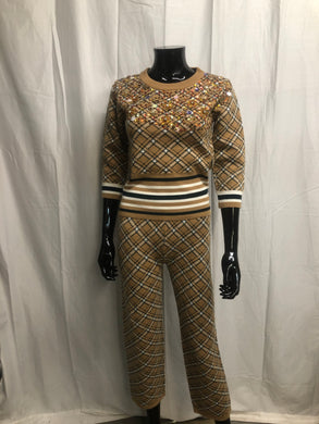 Brown patterned with sequin leisurewear set  sample sale