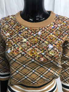 Brown patterned with sequin leisurewear set  sample sale