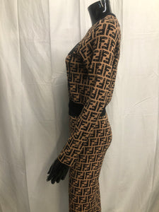 Brown F logo loungewear set sample sale
