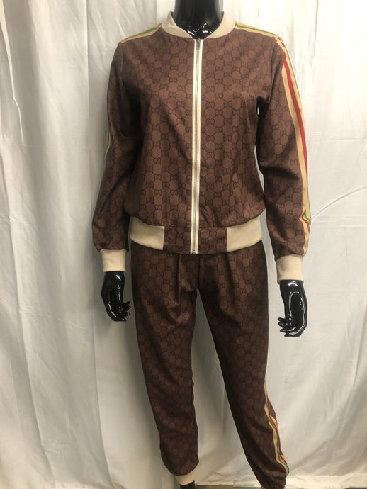 Brown and racer stripe leisurewear set  sample sale