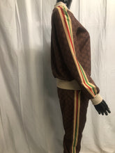 Load image into Gallery viewer, Brown and racer stripe leisurewear set  sample sale