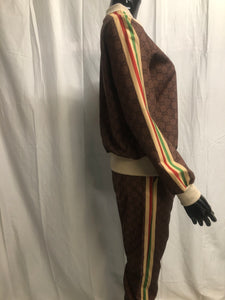 Brown and racer stripe leisurewear set  sample sale