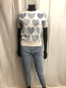 blue heart loungewear set sample sale