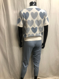 blue heart loungewear set sample sale