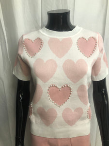 Pink heart loungewear set sample sale