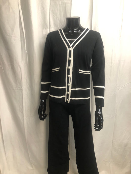 black and white knitted 3 piece set sample sale