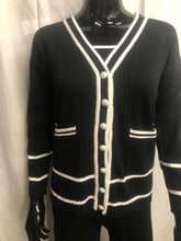 Load image into Gallery viewer, black and white knitted 3 piece set sample sale