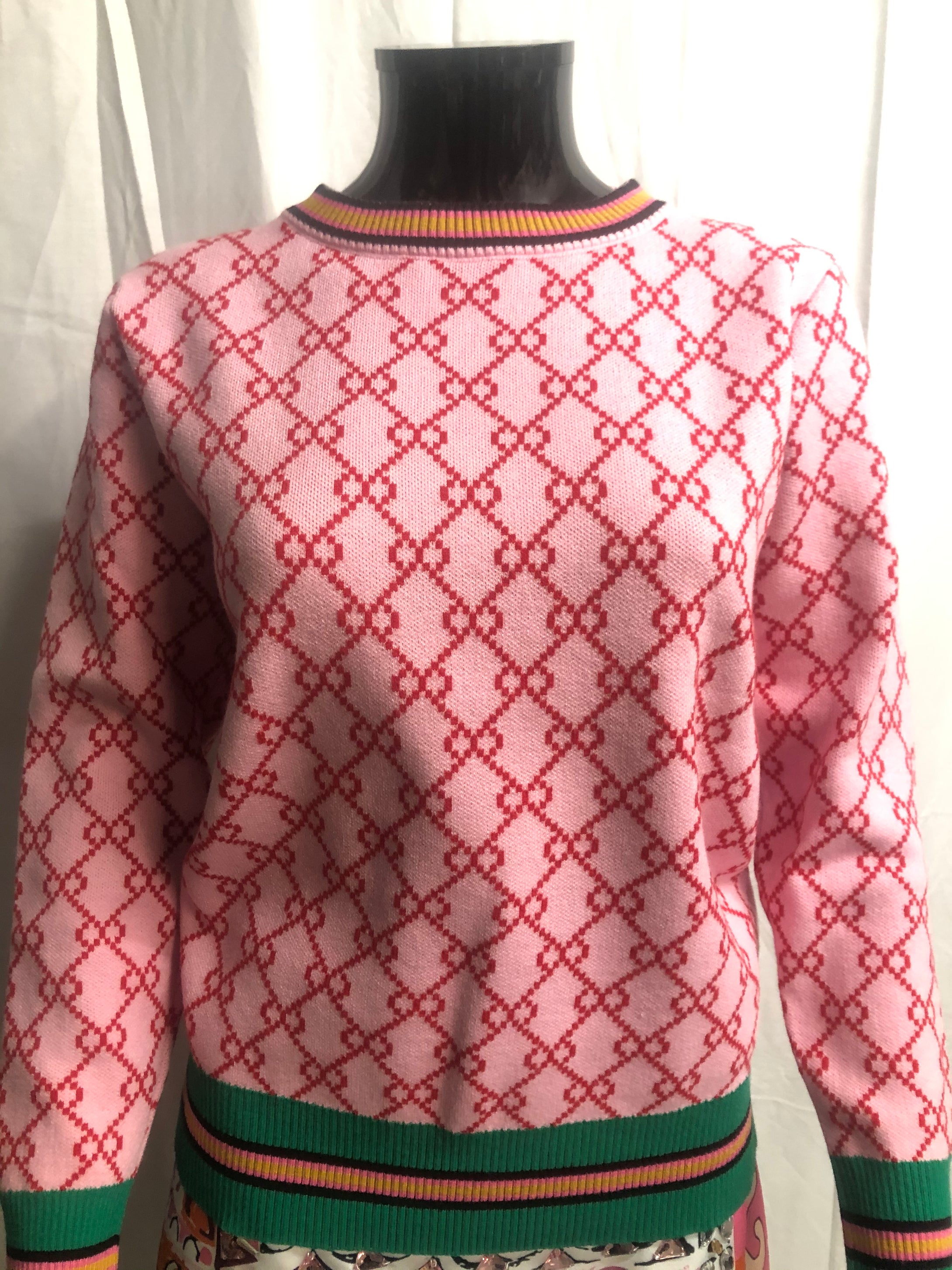 Pink printed pattern jumper sample sale