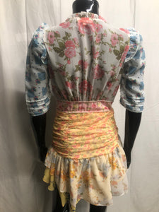 mix match floral print mini dress with tie belt  sample sale