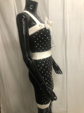 Load image into Gallery viewer, black knitted with diamante dress sample sale