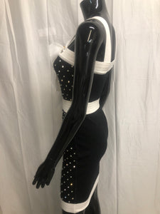 black knitted with diamante dress sample sale