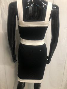 black knitted with diamante dress sample sale