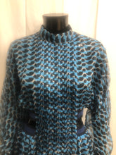 Load image into Gallery viewer, Blue and black patterned cut out dress sample sale £35