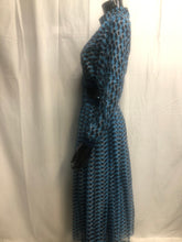 Load image into Gallery viewer, Blue and black patterned cut out dress sample sale £35