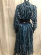 Load image into Gallery viewer, Blue and black patterned cut out dress sample sale £35