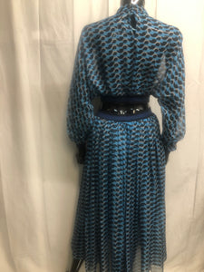 Blue and black patterned cut out dress sample sale £35