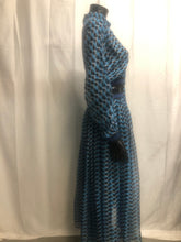 Load image into Gallery viewer, Blue and black patterned cut out dress sample sale £35