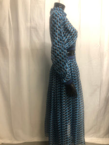 Blue and black patterned cut out dress sample sale £35