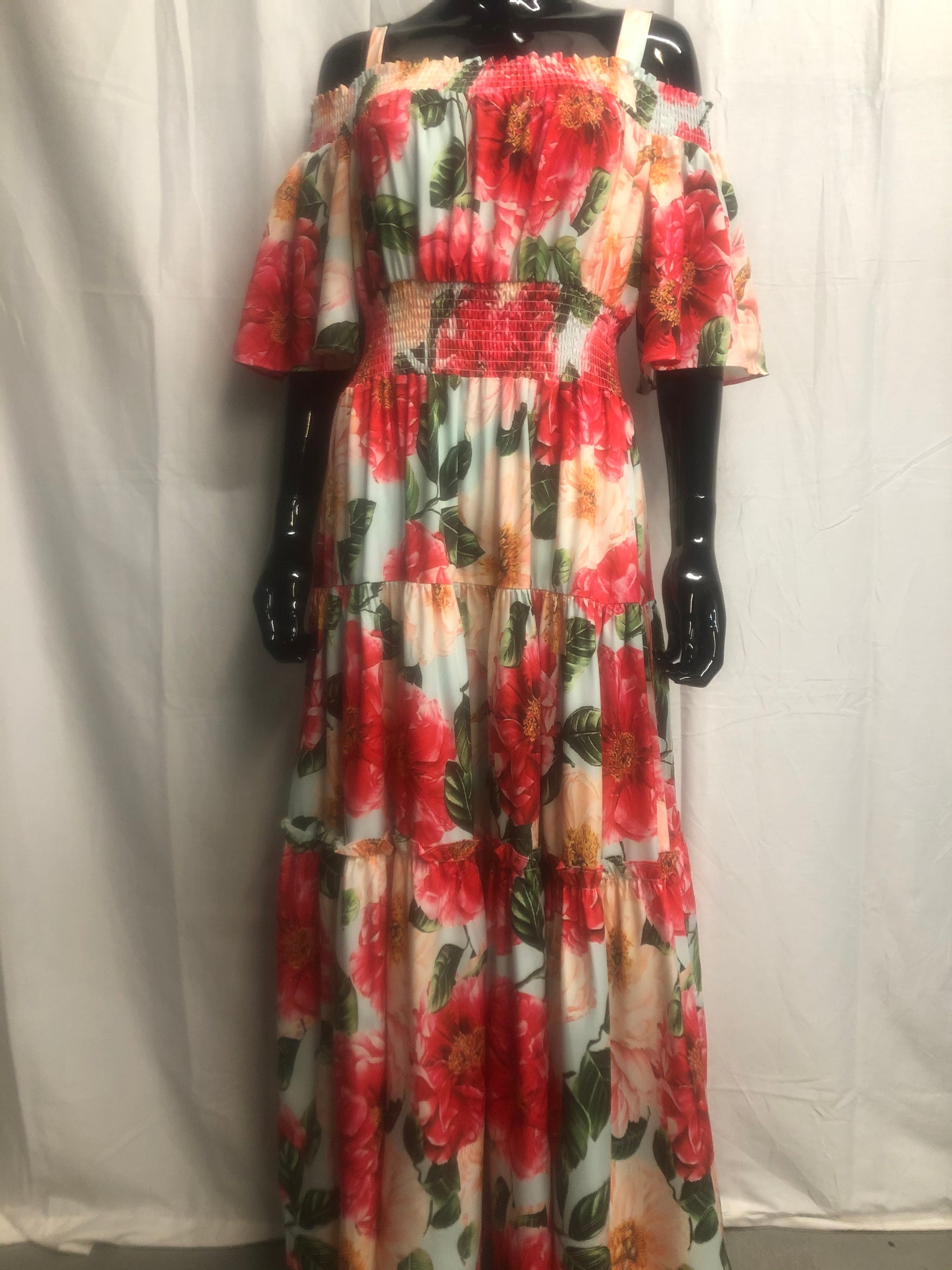 Large floral strappy/bardot dress  sample sale