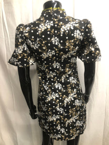 Black patterned mini dress NOW £10