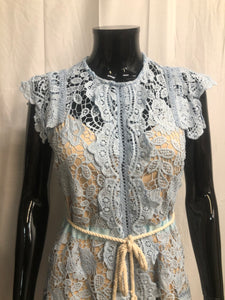 Light blue lace and nude mini dress with belt  NOW £35