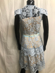 Light blue lace and nude mini dress with belt  NOW £35