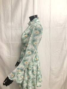 High neck floral mini dress
