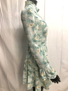 High neck floral mini dress