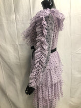 Load image into Gallery viewer, Lilac polka dot ruffle tiered mini dress  NOW £35