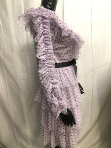 Lilac polka dot ruffle tiered mini dress  NOW £35