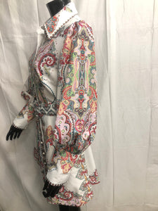 Paisley long sleeve dress with belt NOW £35