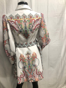 Paisley long sleeve dress with belt NOW £35