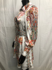 Paisley beaded long sleeve dress with belt NOW £35
