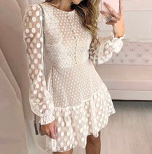 Load image into Gallery viewer, White Sheer Spotty Mini Dress