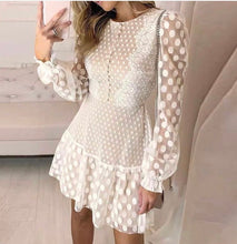 Load image into Gallery viewer, White Sheer Spotty Mini Dress