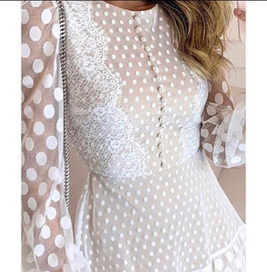 White Sheer Spotty Mini Dress