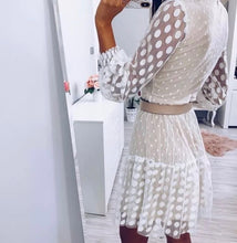 Load image into Gallery viewer, White Sheer Spotty Mini Dress