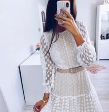 Load image into Gallery viewer, White Sheer Spotty Mini Dress