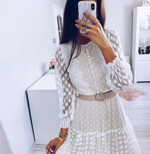 White Sheer Spotty Mini Dress