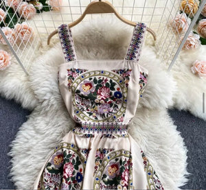 Flowers all round strappy maxi dress