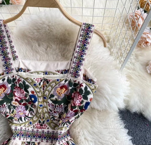 Flowers all round strappy maxi dress