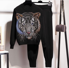 Load image into Gallery viewer, Tigers eyes black knitted set