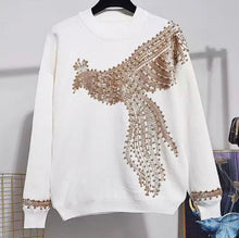 Load image into Gallery viewer, Gold Flying Phoenix white knitted set