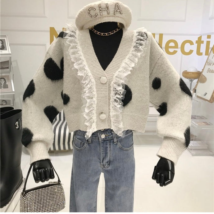'Absolutely Spot On' with lace grey cardigan *WAS £85*