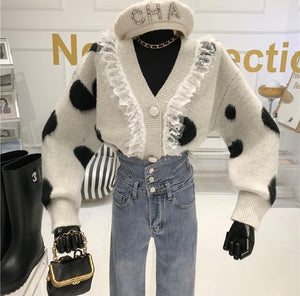 'Absolutely Spot On' with lace grey cardigan *WAS £85*